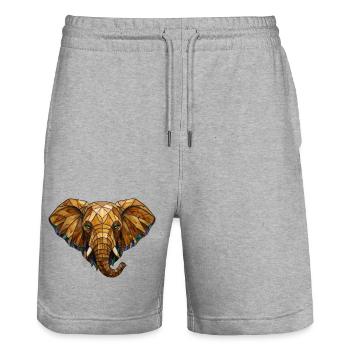 Mosaikkunst von Buntglas-Elefantenporträts - Stanley/Stella Unisex Bio Joggingshorts Trainer  - Grau meliert - Vorne - Nik (191cm) & Marisol (170cm)