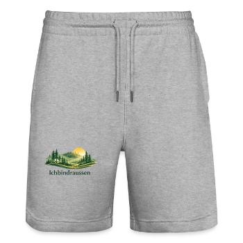 Ich bin draussen - Stanley/Stella Unisex Bio Joggingshorts Trainer  - Grau meliert - Vorne - Nik (191cm) & Marisol (170cm)