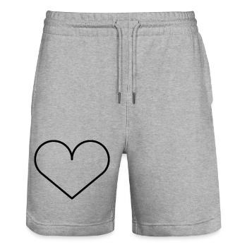 Herz - Stanley/Stella Unisex Bio Joggingshorts Trainer  - Grau meliert - Vorne - Nik (191cm) & Marisol (170cm)