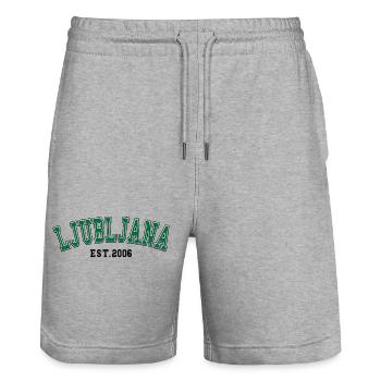 Ljubljana Est. 2006 - Stanley/Stella Trainer Unisex Organic Jogging Shorts - heather grey - Front - Nik (191cm) & Marisol (170cm)