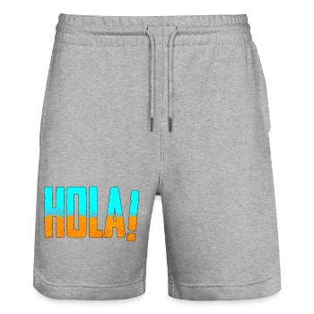 HOLA! Mallorca - Sand und Meer - Stanley/Stella Unisex Bio Joggingshorts Trainer  - Grau meliert - Vorne - Nik (191cm) & Marisol (170cm)