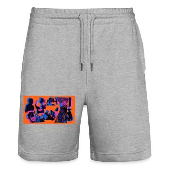 Collage Pop Silhouettes - Stanley/Stella Trainer Unisex Organic Jogging Shorts - heather grey - Front - Nik (191cm) & Marisol (170cm)