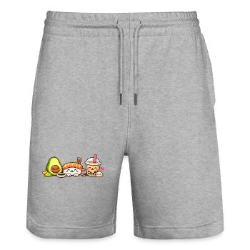 Kawaii Sushi Avocado Bubble Tea - Stanley/Stella Unisex Bio Joggingshorts Trainer  - Grau meliert - Vorne - Nik (191cm) & Marisol (170cm)