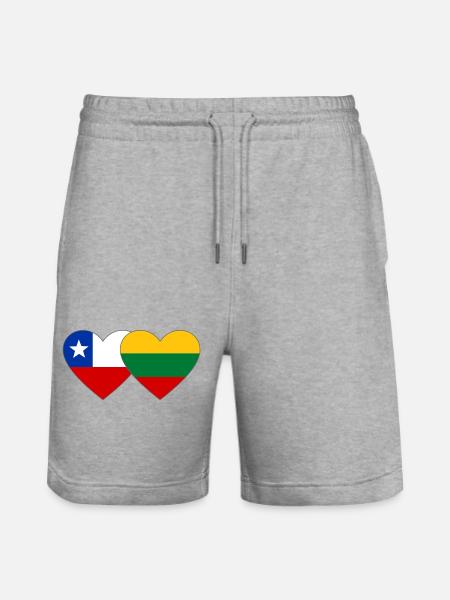 Chile_Estland_Flagge_Herz - Stanley/Stella Trainer Unisex Organic Jogging Shorts - heather grey
