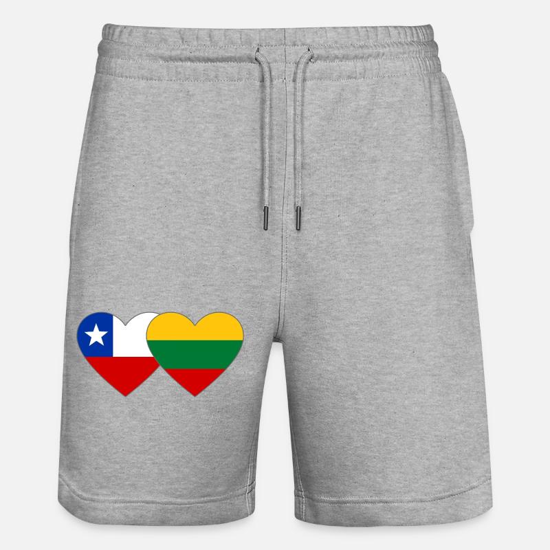 Chile_Estland_Flagge_Herz - Short de jogging bio TRAINER Stanley/Stella unisexe - gris chiné