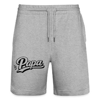 PAPA - Stanley/Stella Unisex Bio Joggingshorts Trainer  - Grau meliert - Vorne - Nik (191cm) & Marisol (170cm)