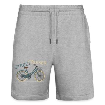 Street Cruiser Bicycle Motif - Stanley/Stella Trainer Unisex Organic Jogging Shorts - heather grey - Front - Nik (191cm) & Marisol (170cm)