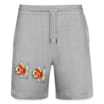 Goldfish Comic - Stanley/Stella Trainer Unisex Organic Jogging Shorts - heather grey - Front - Nik (191cm) & Marisol (170cm)