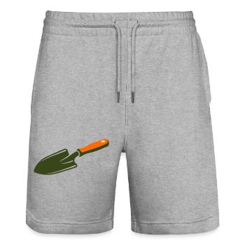 Schaufel Kelle Schatzsuche Garten - Stanley/Stella Unisex Bio Joggingshorts Trainer  - Grau meliert - Vorne - Nik (191cm) & Marisol (170cm)