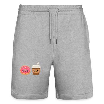 Amis du Donut et du Café - Short de jogging bio TRAINER Stanley/Stella unisexe - gris chiné - Devant - Nik (191cm) & Marisol (170cm)