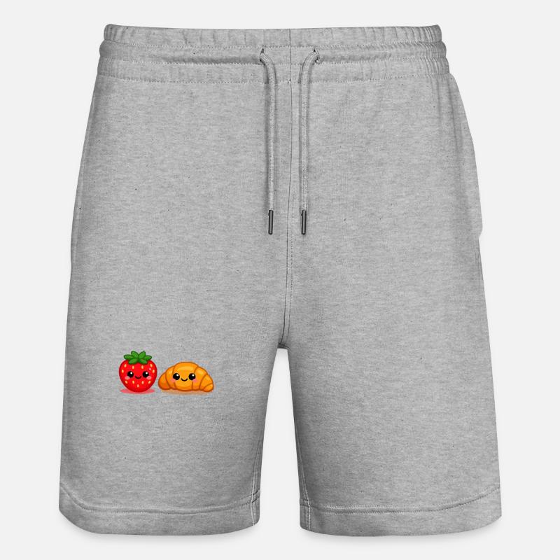 Erdbeer-Croissant-Freunde - Stanley/Stella Unisex Bio Joggingshorts Trainer  - Grau meliert