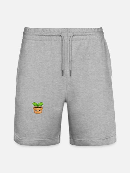 Cute Sprout Pot Kawaii style - Stanley/Stella Trainer Unisex Organic Jogging Shorts - heather grey