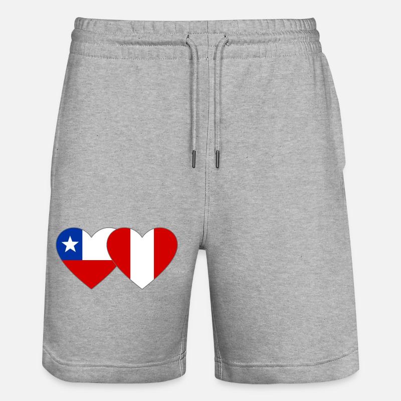 Chile_Peru_Flagge_Herz - Short de jogging bio TRAINER Stanley/Stella unisexe - gris chiné