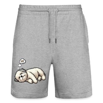 Bolonka Zwetna Bolonkabesitzer Bolonkaliebhaber - Stanley/Stella Unisex Bio Joggingshorts Trainer  - Grau meliert - Vorne - Nik (191cm) & Marisol (170cm)
