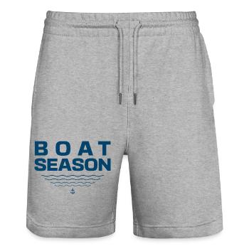 Boat Season – Maritime Lifestyle & Sailing - Stanley/Stella Trainer Unisex Organic Jogging Shorts - heather grey - Front - Nik (191cm) & Marisol (170cm)