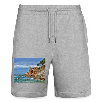 Arche marine près de la falaise - Short de jogging bio TRAINER Stanley/Stella unisexe - gris chiné - Devant - Nik (191cm) & Marisol (170cm)