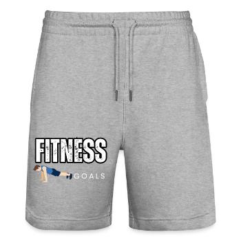 Fitness Goals: Pushups & Determination - Stanley/Stella Trainer Unisex Organic Jogging Shorts - heather grey - Front - Nik (191cm) & Marisol (170cm)