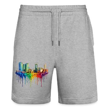 Fort Worth Texas Tropfende Farbe - Stanley/Stella Unisex Bio Joggingshorts Trainer  - Grau meliert - Vorne - Nik (191cm) & Marisol (170cm)