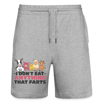 Vegan Humor Fun - Stanley/Stella Unisex Bio Joggingshorts Trainer  - Grau meliert - Vorne - Nik (191cm) & Marisol (170cm)
