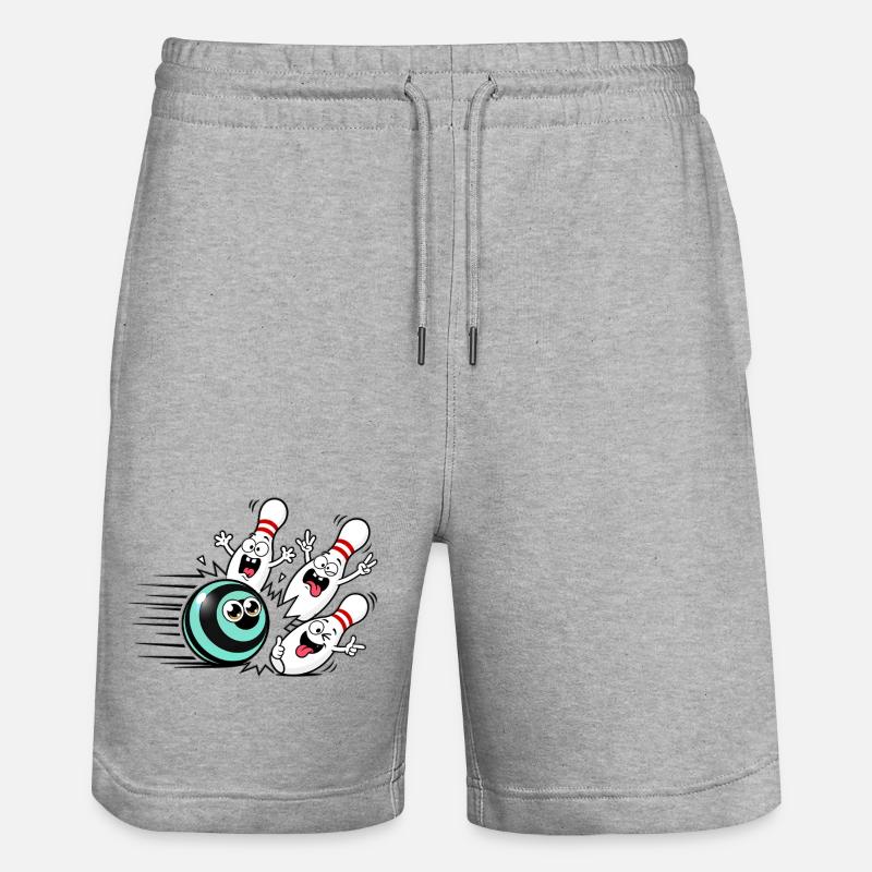 Lebendige Bowlingball mit frechen Pins - Stanley/Stella Unisex Bio Joggingshorts Trainer  - Grau meliert