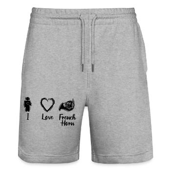 French Horn Love - Stanley/Stella Trainer Unisex Organic Jogging Shorts - heather grey - Front - Nik (191cm) & Marisol (170cm)