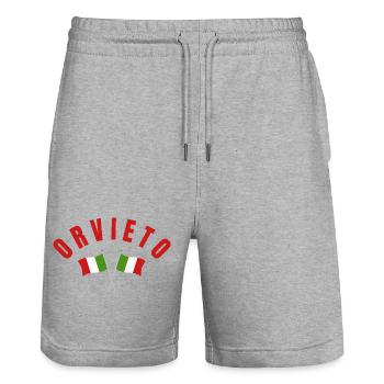 Orvieto Italian Flags - Stanley/Stella Trainer Unisex Organic Jogging Shorts - heather grey - Front - Nik (191cm) & Marisol (170cm)