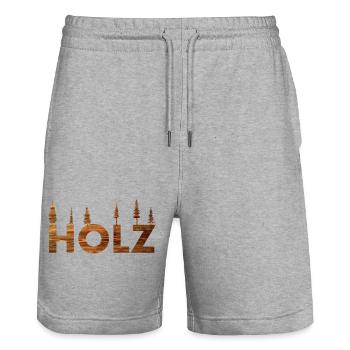 Holz Baum Holzfäller - Stanley/Stella Unisex Bio Joggingshorts Trainer  - Grau meliert - Vorne - Nik (191cm) & Marisol (170cm)