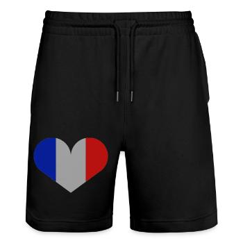 Drapeau français - Short de jogging bio TRAINER Stanley/Stella unisexe - noir - Devant - Nik (191cm) & Marisol (170cm)