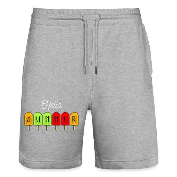 Hello Summer Popsicles - Stanley/Stella Trainer Unisex Organic Jogging Shorts - heather grey - Front - Nik (191cm) & Marisol (170cm)