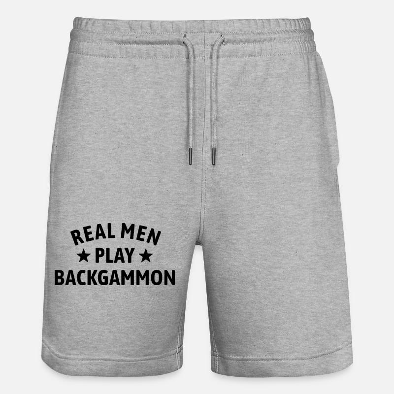 Real Men Play Backgammon | Board Game - Stanley/Stella Trainer Unisex Organic Jogging Shorts - heather grey