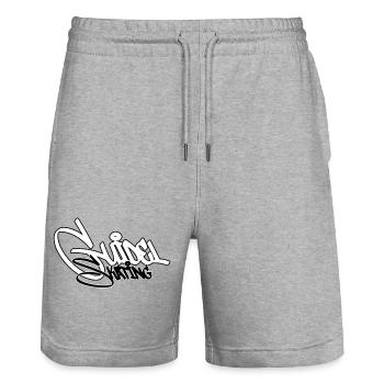 Graffiti Skate Vibe - Stanley/Stella Trainer Unisex Organic Jogging Shorts - heather grey - Front - Nik (191cm) & Marisol (170cm)