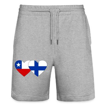 Cœur du drapeau du Chili Finlande - Short de jogging bio TRAINER Stanley/Stella unisexe - gris chiné - Devant - Nik (191cm) & Marisol (170cm)