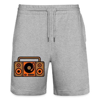 Retro Boombox Ghetto Blaster 80s - Stanley/Stella Trainer Unisex Organic Jogging Shorts - heather grey - Front - Nik (191cm) & Marisol (170cm)