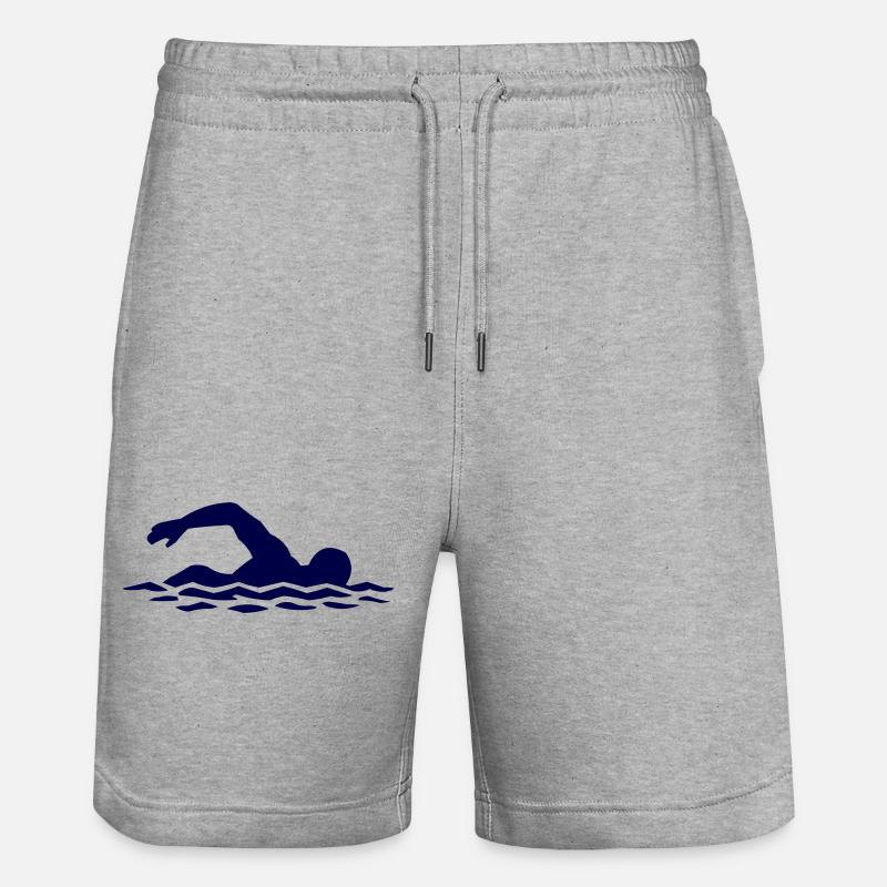 Silhouette de nageurs dans l’eau - Short de jogging bio TRAINER Stanley/Stella unisexe - gris chiné