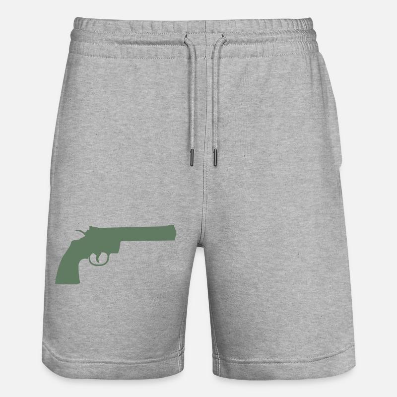 Silhouette du revolver vert - Short de jogging bio TRAINER Stanley/Stella unisexe - gris chiné
