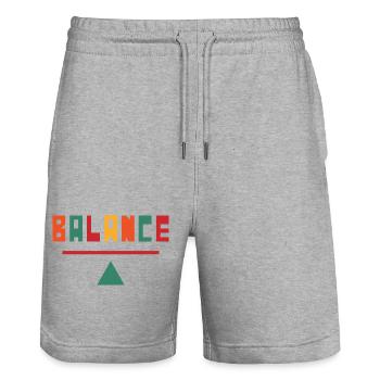 Balance Farbpalette über Linie - Stanley/Stella Unisex Bio Joggingshorts Trainer  - Grau meliert - Vorne - Nik (191cm) & Marisol (170cm)