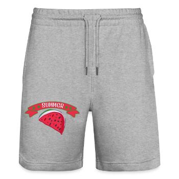 Watermelon Summer - Stanley/Stella Trainer Unisex Organic Jogging Shorts - heather grey - Front - Nik (191cm) & Marisol (170cm)