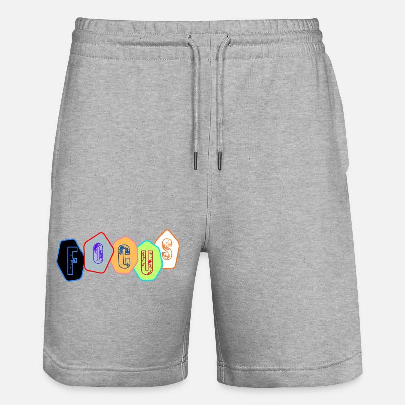 Focus in chrome blocks - Stanley/Stella Trainer Unisex Organic Jogging Shorts - heather grey