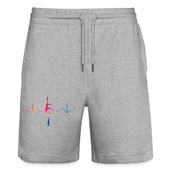 Vertical Scarf Heartbeat Aerial Acrobatics Aerial Silk - Stanley/Stella Trainer Unisex Organic Jogging Shorts - heather grey - Front - Nik (191cm) & Marisol (170cm)