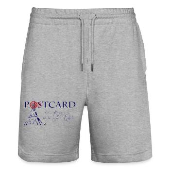 Eiffelturm Abbildung mit Inschrift - Stanley/Stella Unisex Bio Joggingshorts Trainer  - Grau meliert - Vorne - Nik (191cm) & Marisol (170cm)