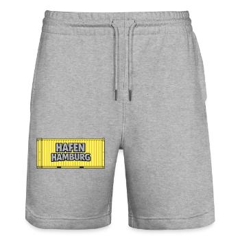 Hafen Hamburg Container gelb - Stanley/Stella Unisex Bio Joggingshorts Trainer  - Grau meliert - Vorne - Nik (191cm) & Marisol (170cm)