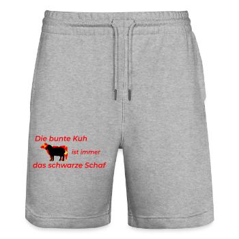 bunte Kuh schwarzes Schaf - Stanley/Stella Unisex Bio Joggingshorts Trainer  - Grau meliert - Vorne - Nik (191cm) & Marisol (170cm)