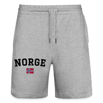 Drapeau de la Norvège Noir - Short de jogging bio TRAINER Stanley/Stella unisexe - gris chiné - Devant - Nik (191cm) & Marisol (170cm)