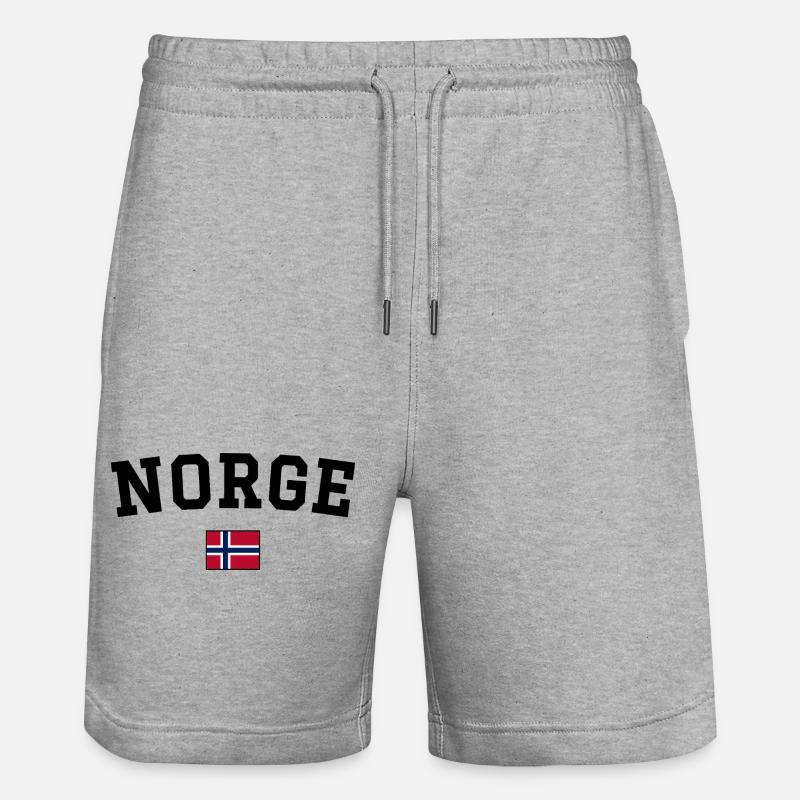 Norway Flag Design Black - Stanley/Stella Trainer Unisex Organic Jogging Shorts - heather grey