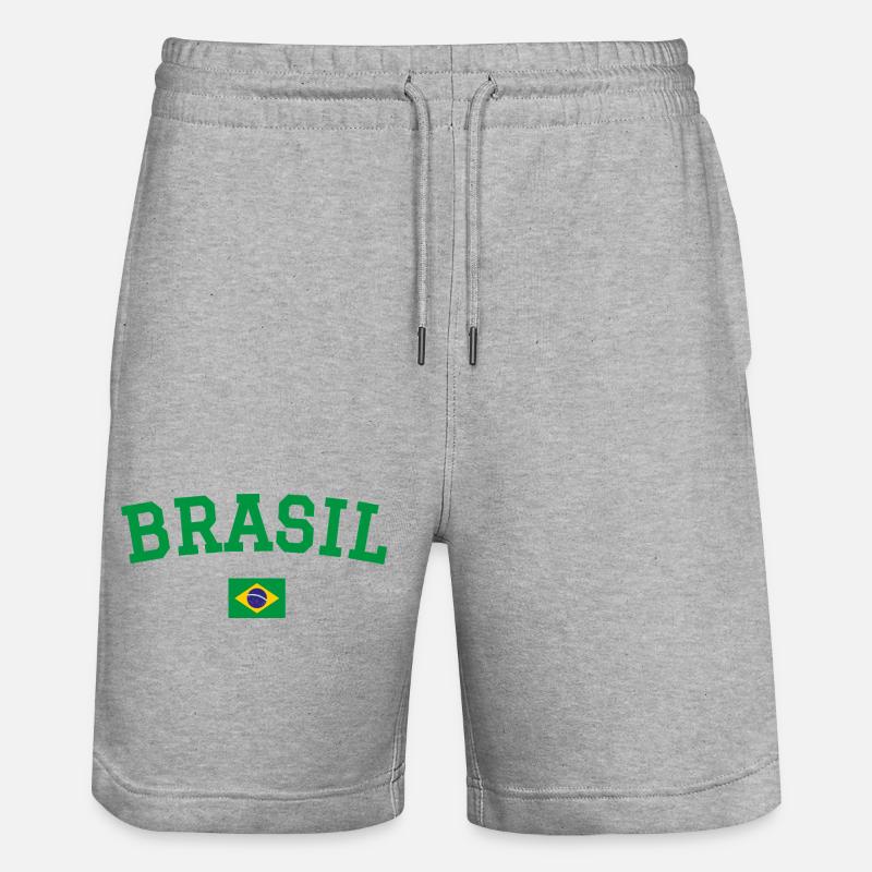 Drapeau du Brésil Conception Vert - Short de jogging bio TRAINER Stanley/Stella unisexe - gris chiné