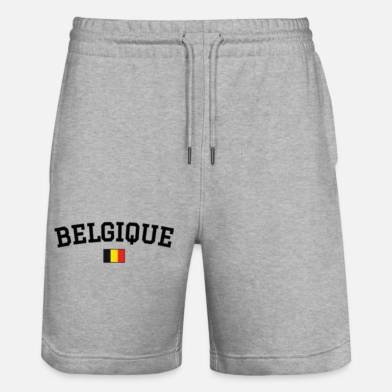 Drapeau Belge Noir - Short de jogging bio TRAINER Stanley/Stella unisexe - gris chiné