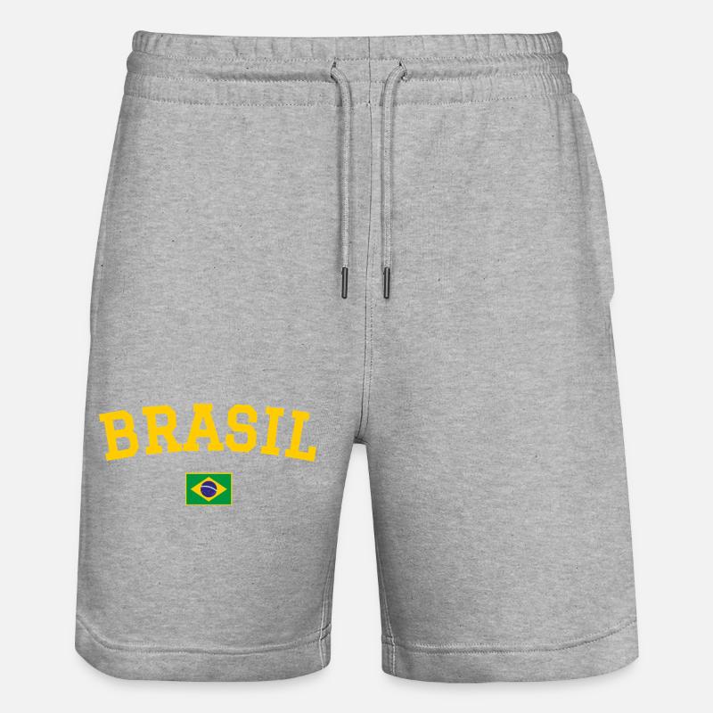 Drapeau du Brésil jaune - Short de jogging bio TRAINER Stanley/Stella unisexe - gris chiné