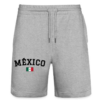 Mexiko Flagge Design Schwarz - Stanley/Stella Unisex Bio Joggingshorts Trainer  - Grau meliert - Vorne - Nik (191cm) & Marisol (170cm)