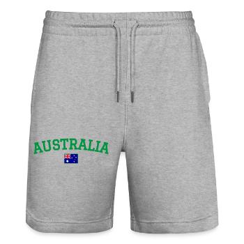 Australia Flag Design Green - Stanley/Stella Trainer Unisex Organic Jogging Shorts - heather grey - Front - Nik (191cm) & Marisol (170cm)