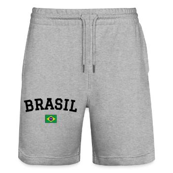 Brasilien Flagge Design Schwarz - Stanley/Stella Unisex Bio Joggingshorts Trainer  - Grau meliert - Vorne - Nik (191cm) & Marisol (170cm)